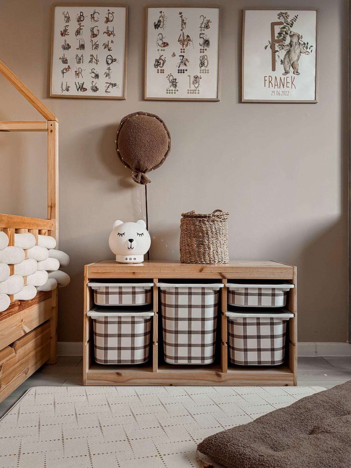 Brown Gingham Check Sticker for Trofast Decals in brown check pattern Ikea Trofast stickers