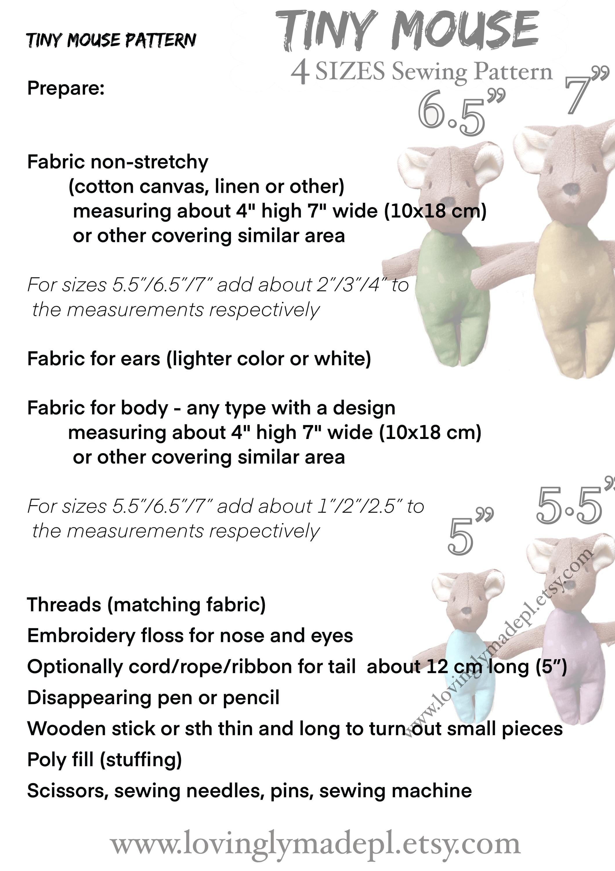 Maus Schnittmuster & Anleitung Maus DIY Babymäuse Nähanleitung Brüderchen Maus nähen Schwesterchen Maus nähen PDF-Dateien Minimäuse PDF