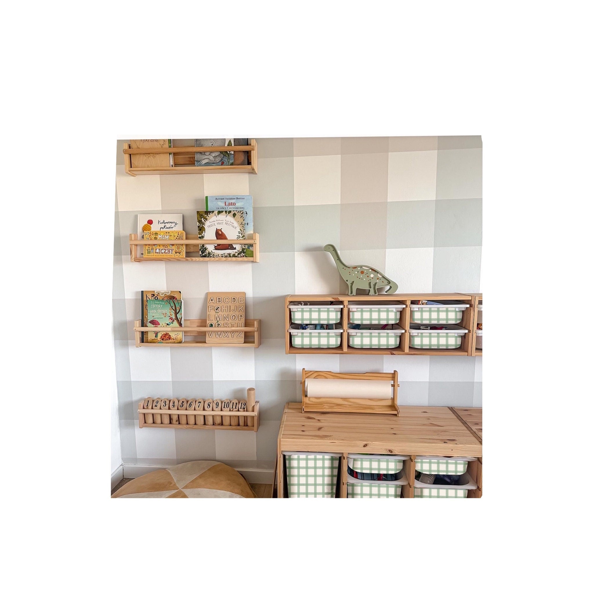Kleiner TROFAST Behälter mit Fächern Gingham-Muster Trofast Aufkleber Gingham Trofast ist zurück Gingham-Muster Aufkleber Ikea Trofast Tray Aufkleber