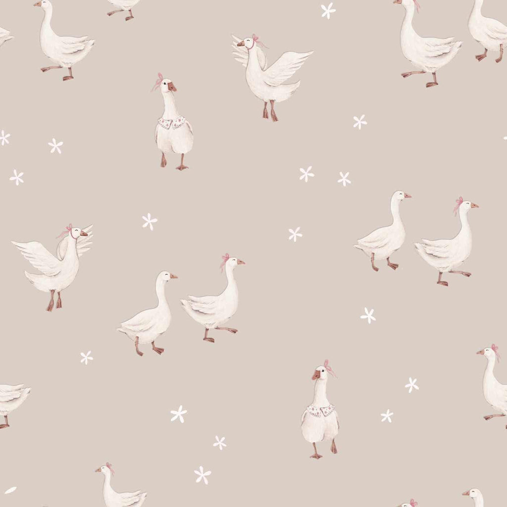 GOOSE BUNDLE passender Baumwollstoff Gänse Mix aus Fat Quarter Bundle Bauernhof beige Quilt Stoff Baumwolle neutrale Farben Brauner Stoff Babydecke
