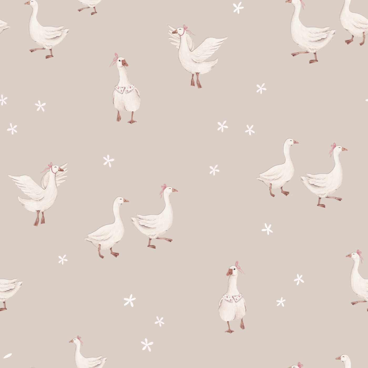 GOOSE BUNDLE passender Baumwollstoff Gänse Mix aus Fat Quarter Bundle Bauernhof beige Quilt Stoff Baumwolle neutrale Farben Brauner Stoff Babydecke