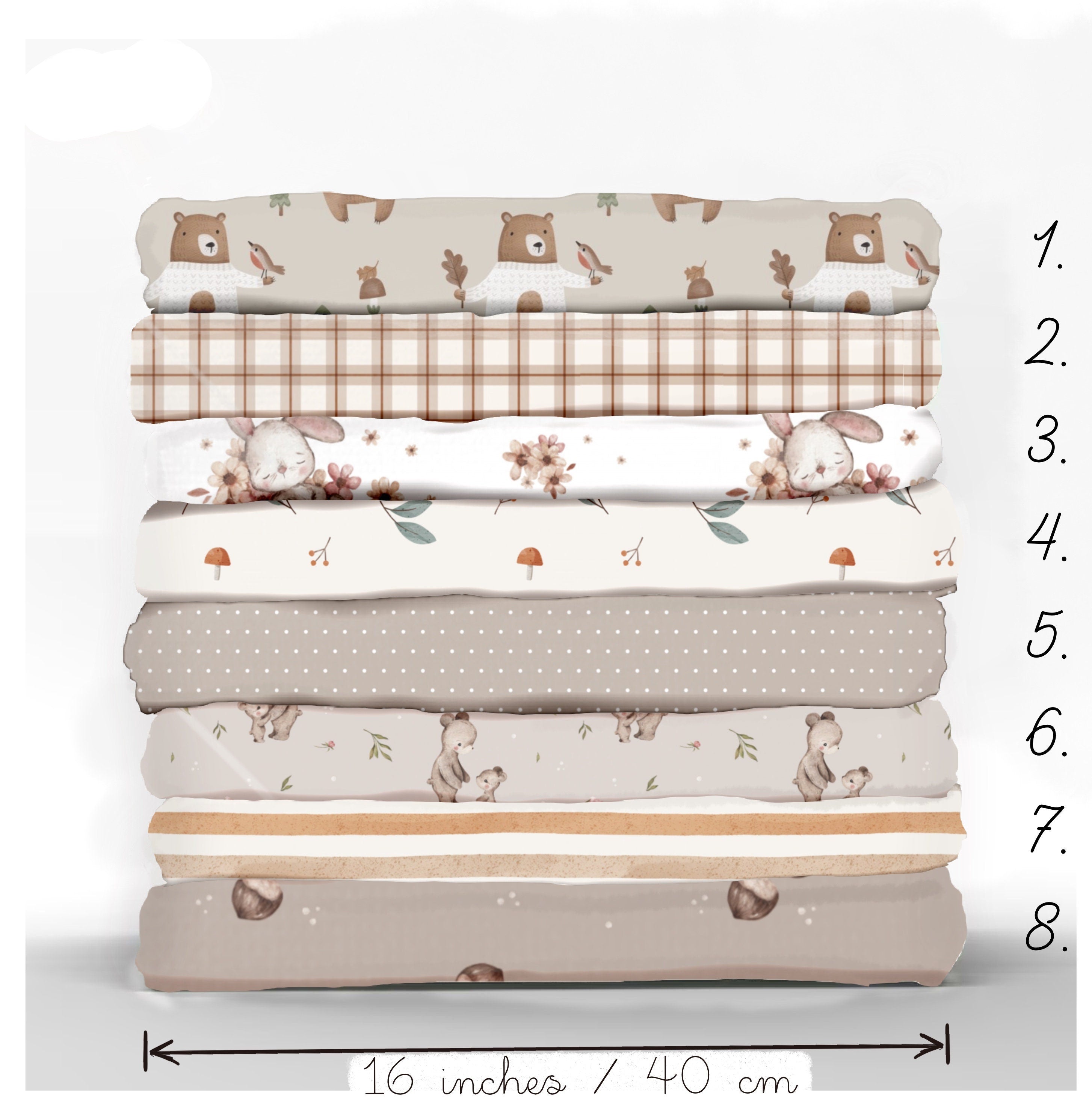 WOODLAND BEIGE Stoffpaket Mix & Match WOODLAND Taupe Baumwollstoff als Meterware Petal Quilting Cotton Mix Match Waldtier
