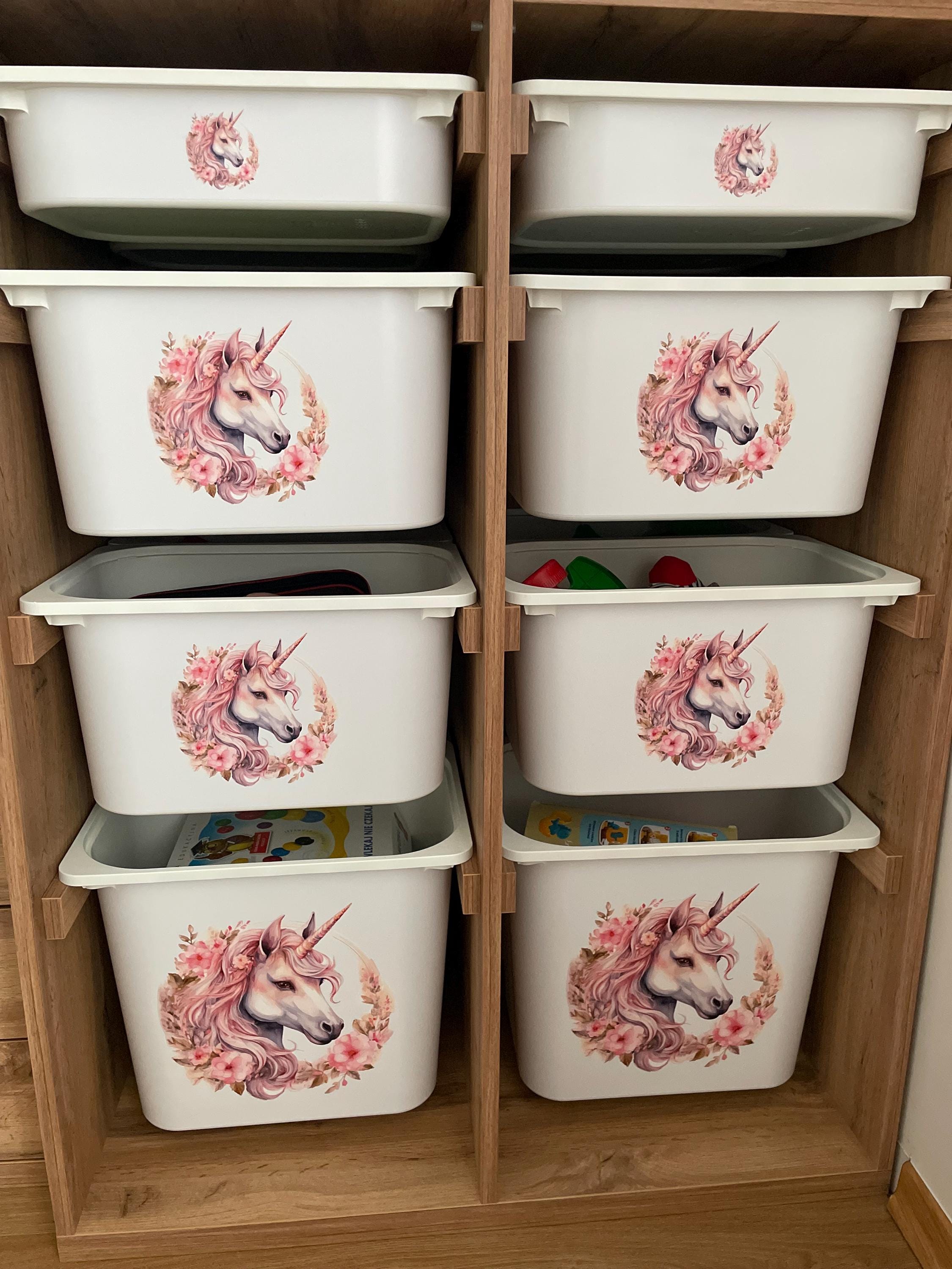 Einhorn Blumen TROFAST Aufkleber IKEA TROFAST Vinyl Folie Ikea Trofast Aufkleber Trofast Spielzimmer Aufkleber Einhorn Dekor Aufbewahrung Aufkleber Aufbewahrung