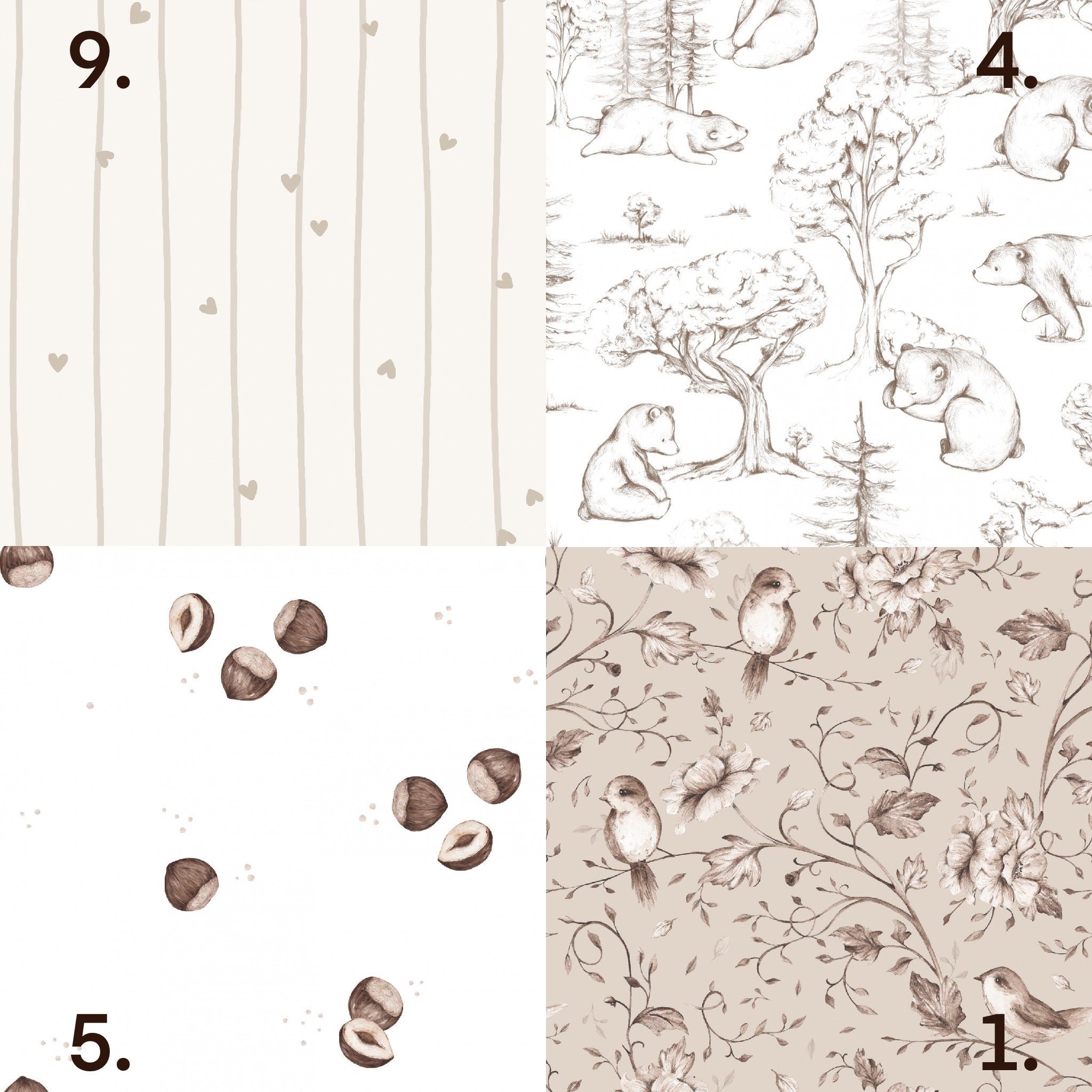 WOODLAND Stoffpaket Mix & Match WOODLAND Salbeigrün Baumwollstoff als Meterware Schachbrett Petal Quilt-Stoff Mix Match Salbei Tier