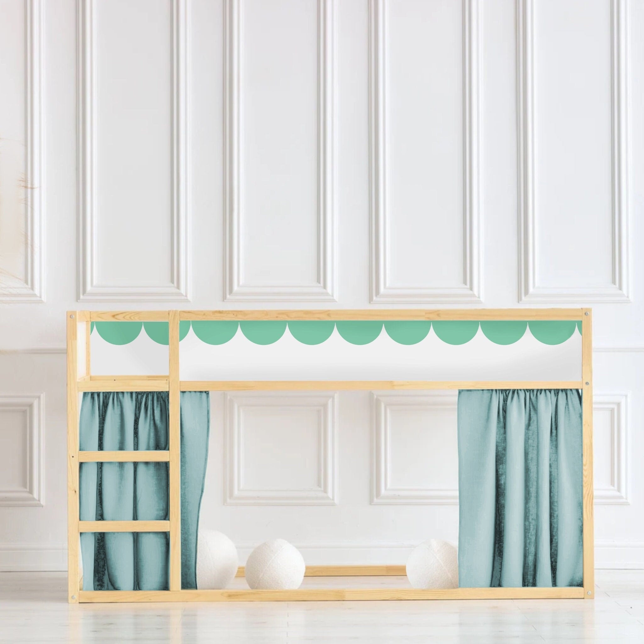 SCALLOP Bettaufkleber Kura Kinderbett Ikea Kura Bett Möbelfolie IKEA Aufkleber scallop Kura Aufkleber Ikea Kura mint Bettaufkleber KURA Aufkleber