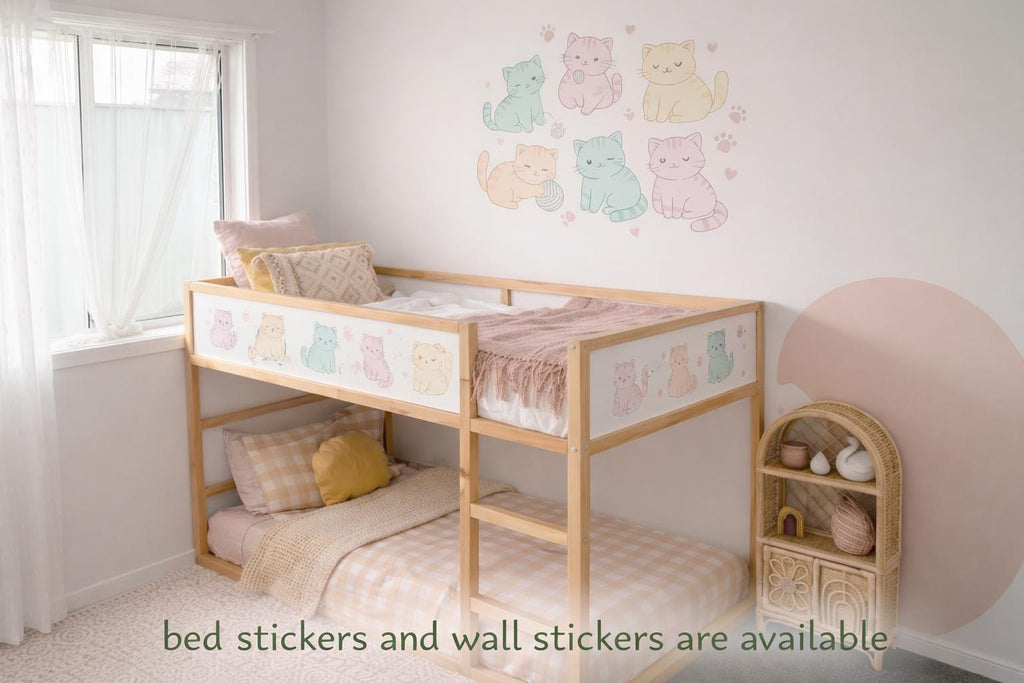 Pastel Katzen IKEA KURA Aufkleber Katzen Kura Bett Aufkleber Kura Aufkleber Etagenbett Katze Vinyl Ikea Mädchen Etagenbett Aufkleber für Ikea Kura Pastellfarbe