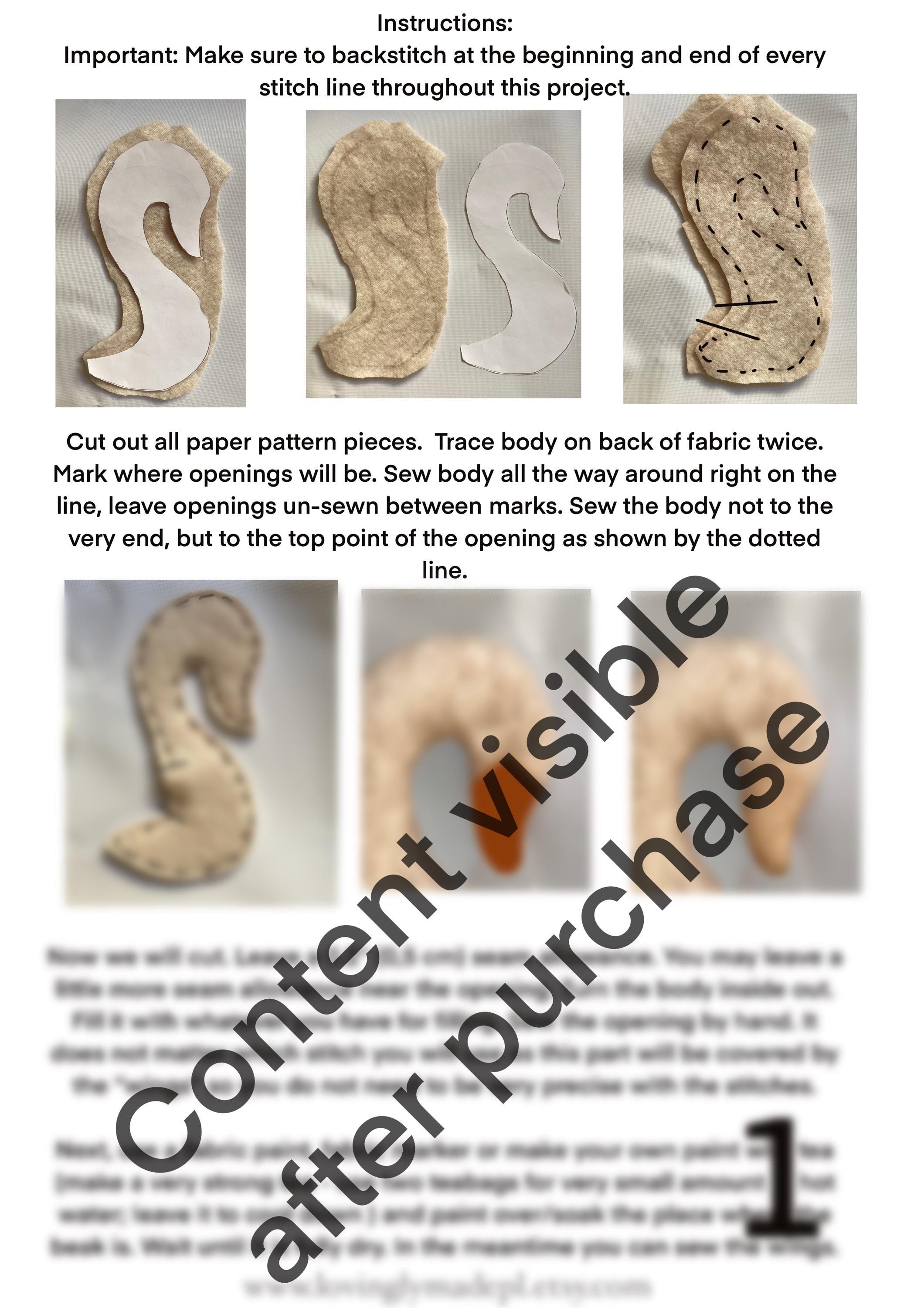 Schwanenprinzessin Schnittmuster digital Schwan Näh-Anleitung Schwan Trophäe Näh-Anleitung PDF Schwan Wanddeko Sofortdownload Schwan Wandbehang Nähanleitung