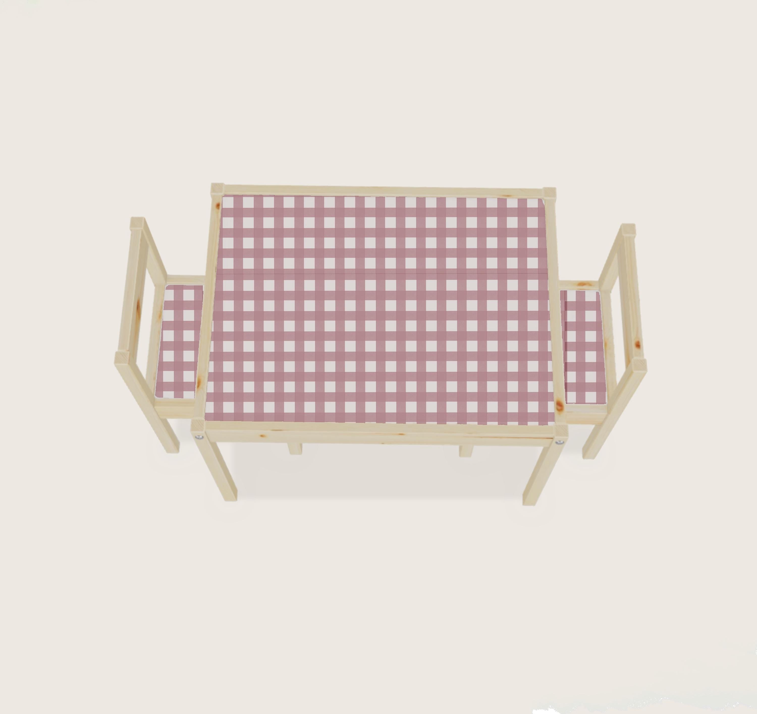 Pink karierter Latt Tisch Möbelaufkleber für IKEA Latt Tischaufkleber für niedliche Dekoration Aufkleber für Möbel pinke Aufkleber für Kinder pink