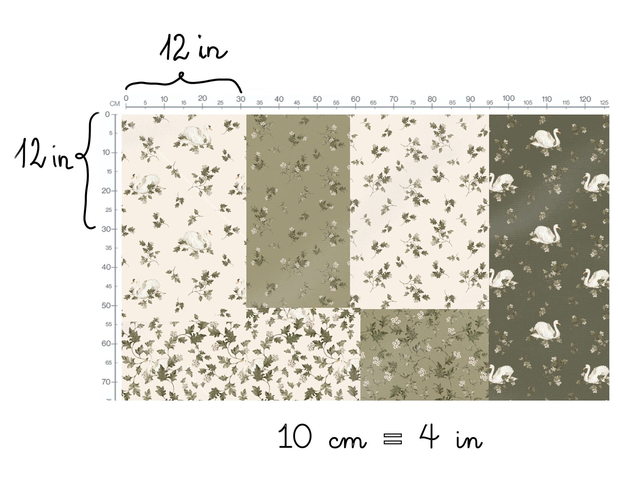 WOODLAND SWANS Stoffpaket Mix & Match WOODLAND Salbeigrün Baumwollstoff Meterware Quilting Cotton Mix Match Salbeifarbene Blumen Salbeifarbene Vögel
