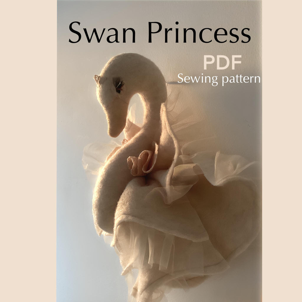 Schwanenprinzessin Schnittmuster digital Schwan Näh-Anleitung Schwan Trophäe Näh-Anleitung PDF Schwan Wanddeko Sofortdownload Schwan Wandbehang Nähanleitung