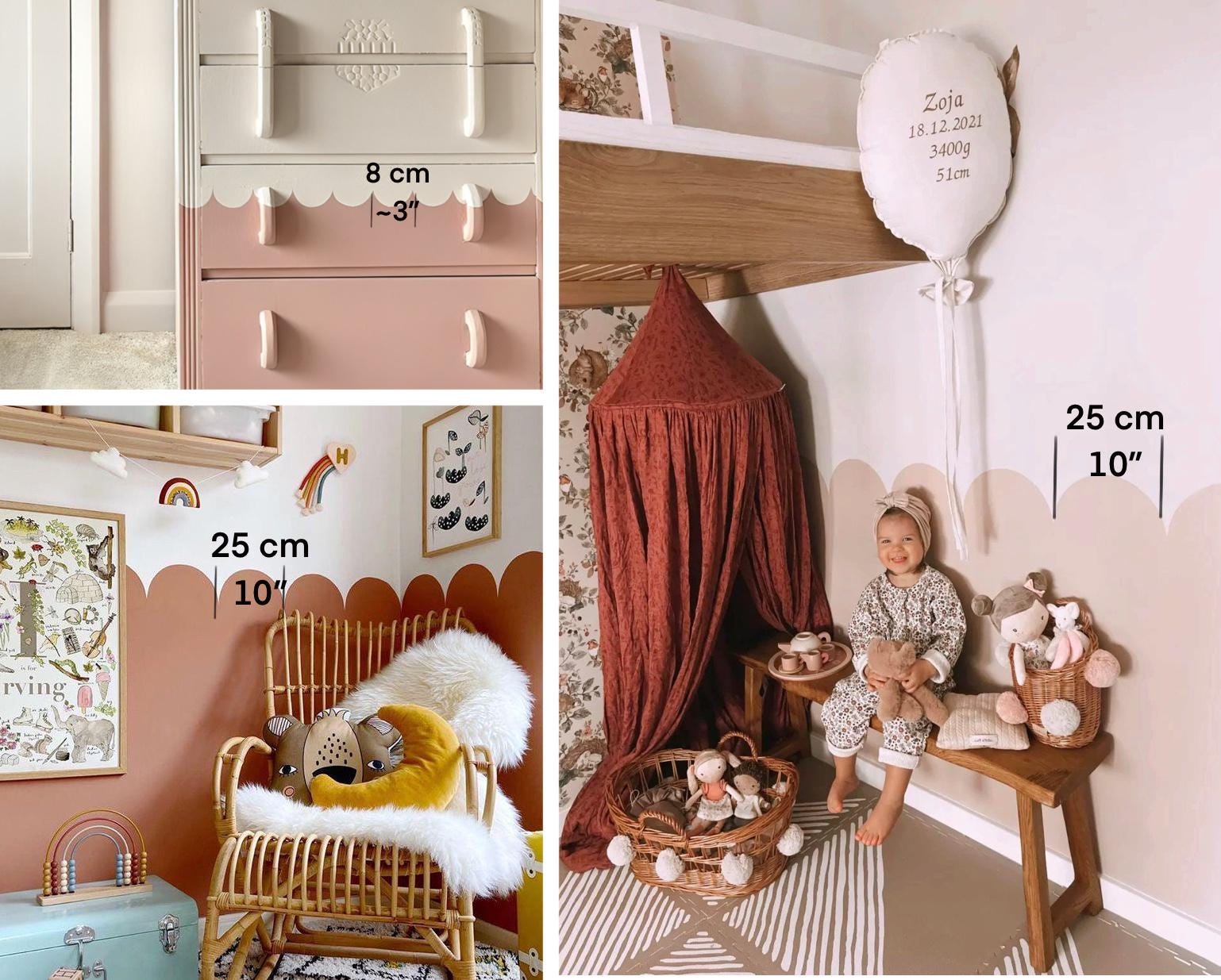 Muschel-Schablone 1 Yard/100 cm lang Muschel-Schablone für Kinderzimmer-Wandranddekoration Malen Sie den gesamten Raum mit einer Schablone Dekor-Schablone für Muschel