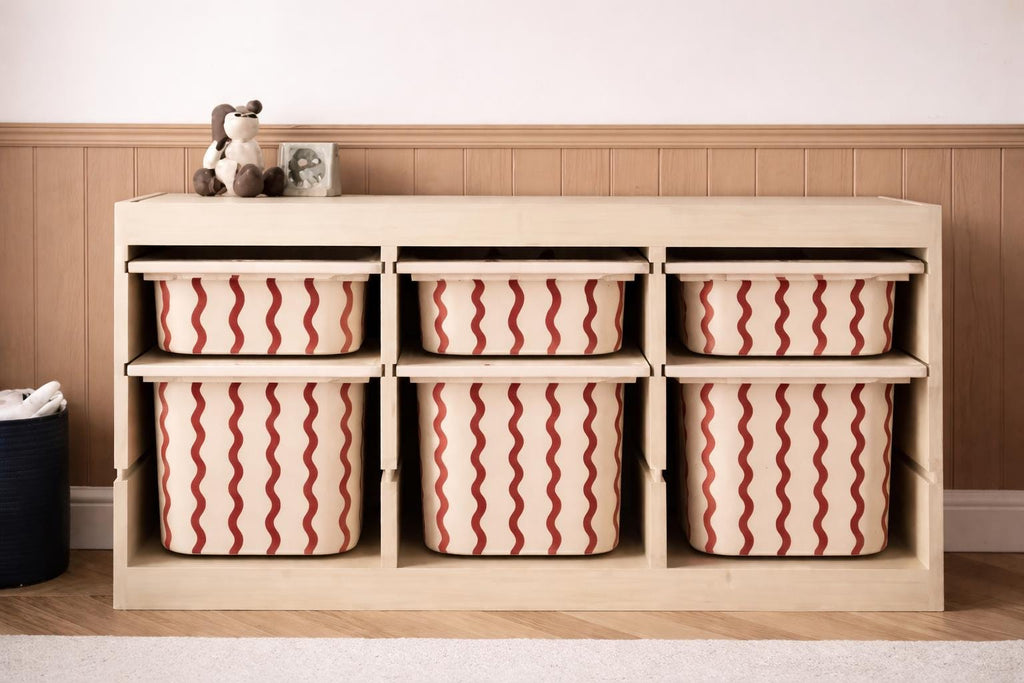 Rote Linien TROFAST Aufkleber Burgund IKEA TROFAST rote Wellenstreifen Trofast Aufkleber Vinylfolien Retro-Wellendekor Ikea Trofast Aufkleber rot