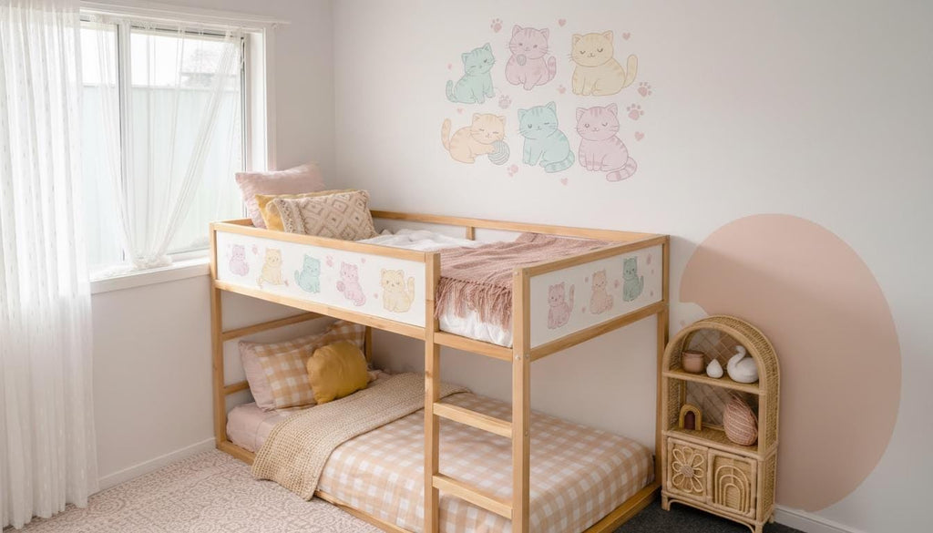 Pastel Katzen IKEA KURA Aufkleber Katzen Kura Bett Aufkleber Kura Aufkleber Etagenbett Katze Vinyl Ikea Mädchen Etagenbett Aufkleber für Ikea Kura Pastellfarbe