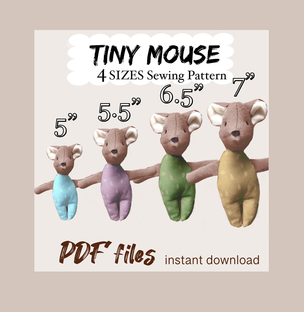 Maus Schnittmuster & Anleitung Maus DIY Babymäuse Nähanleitung Brüderchen Maus nähen Schwesterchen Maus nähen PDF-Dateien Minimäuse PDF