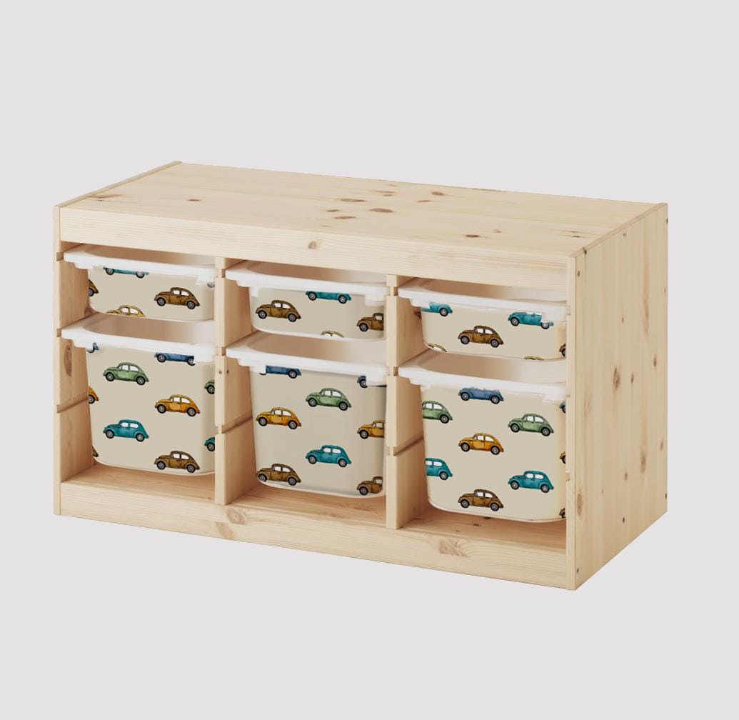 CARS sticker Trofast dust bin stickers cars Playroom Decor Storage Ikea Upgrade sticker Trofast decal retro cars Ikea boy room old car