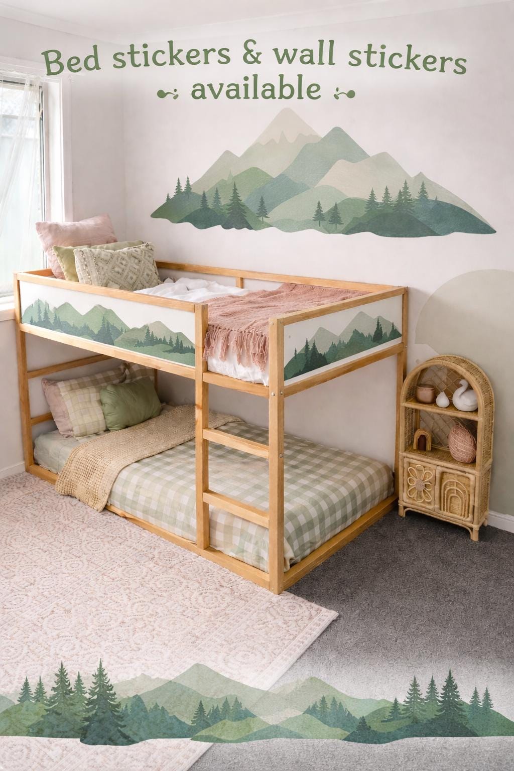 Mountains IKEA KURA Decals forest Kura Bed Stickers Kura Decal bunk bed Removable Vinyl Ikea boy Bunk Bed space Decals for Kura