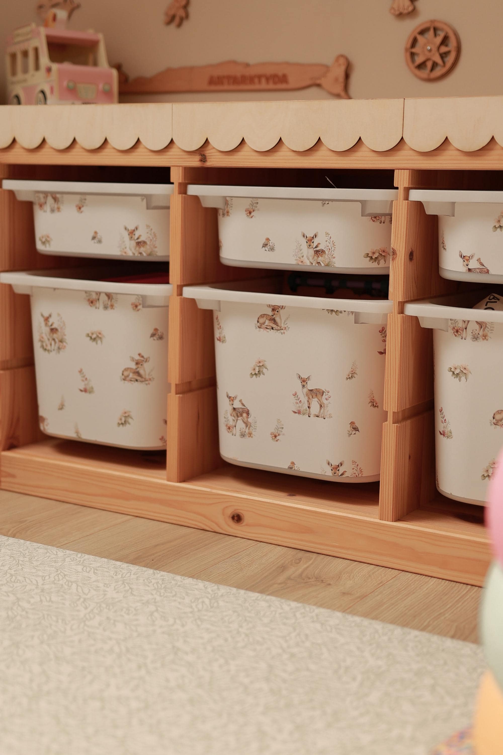 Deer Vintage TROFAST sticker TROFAST bin Wraps ikea Trofast draw cover Trofast playroom stickers Decor ikea hack Storage sticker Storage