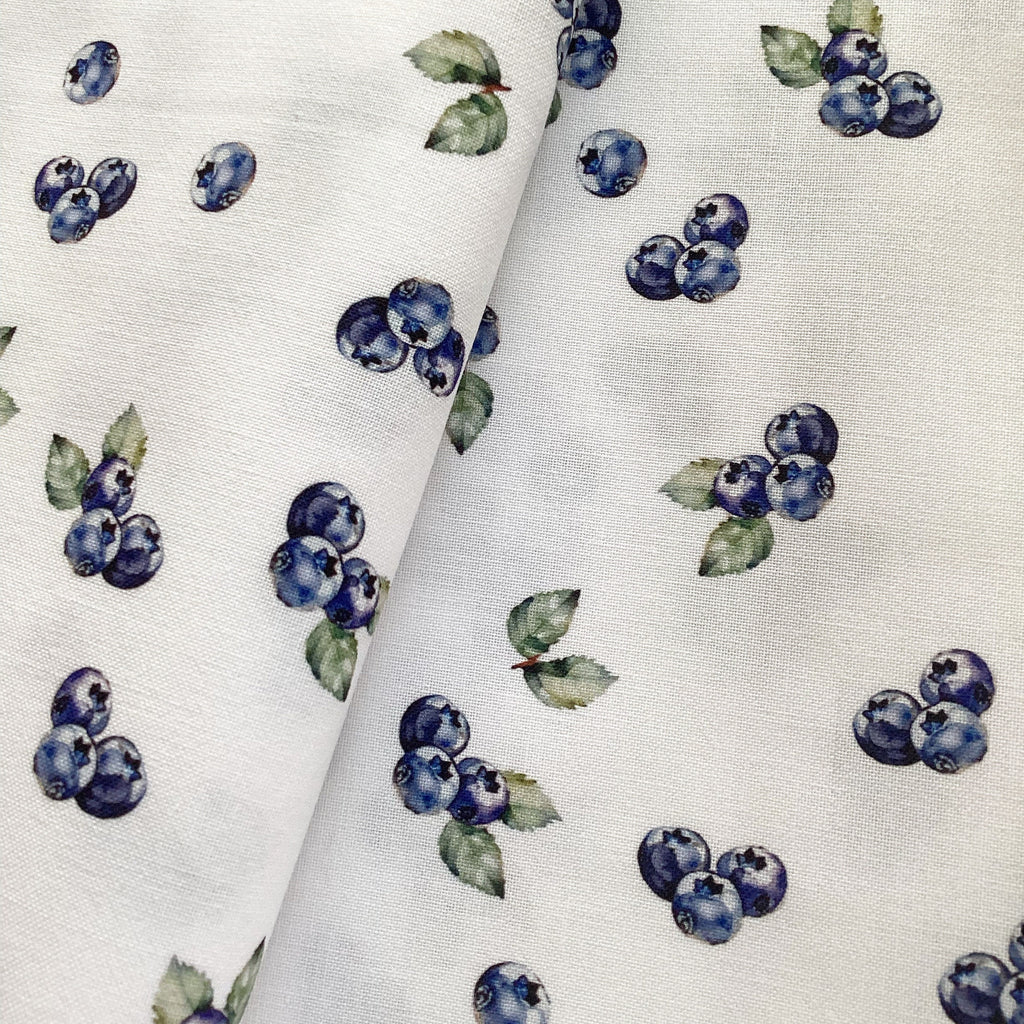 Blaubeeren Stoff Heidelbeeren Aquarell Stoff botanischer Stoff Sommer Stoff Blaubeerkunst Stoff Sommerfrucht Stoff Wald Stoff