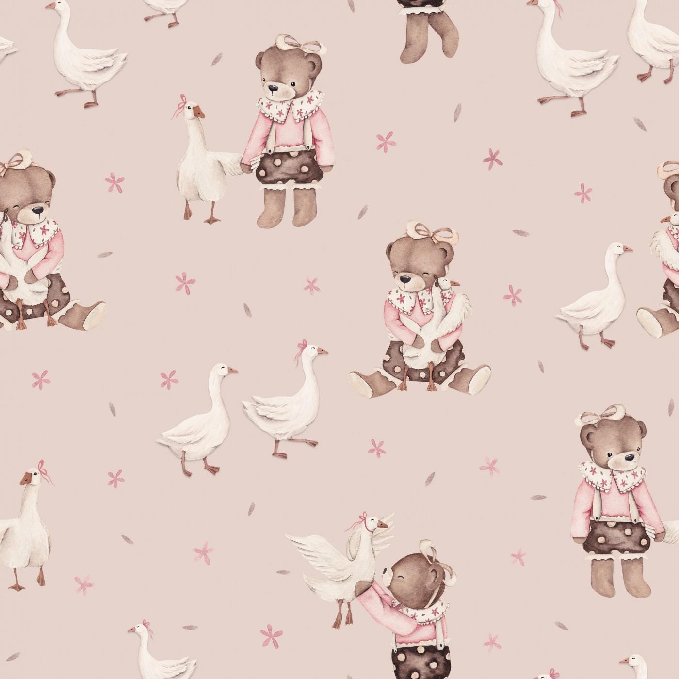 GOOSE BUNDLE passender Baumwollstoff Gänse Mix aus Fat Quarter Bundle Bauernhof beige Quilt Stoff Baumwolle neutrale Farben Brauner Stoff Babydecke