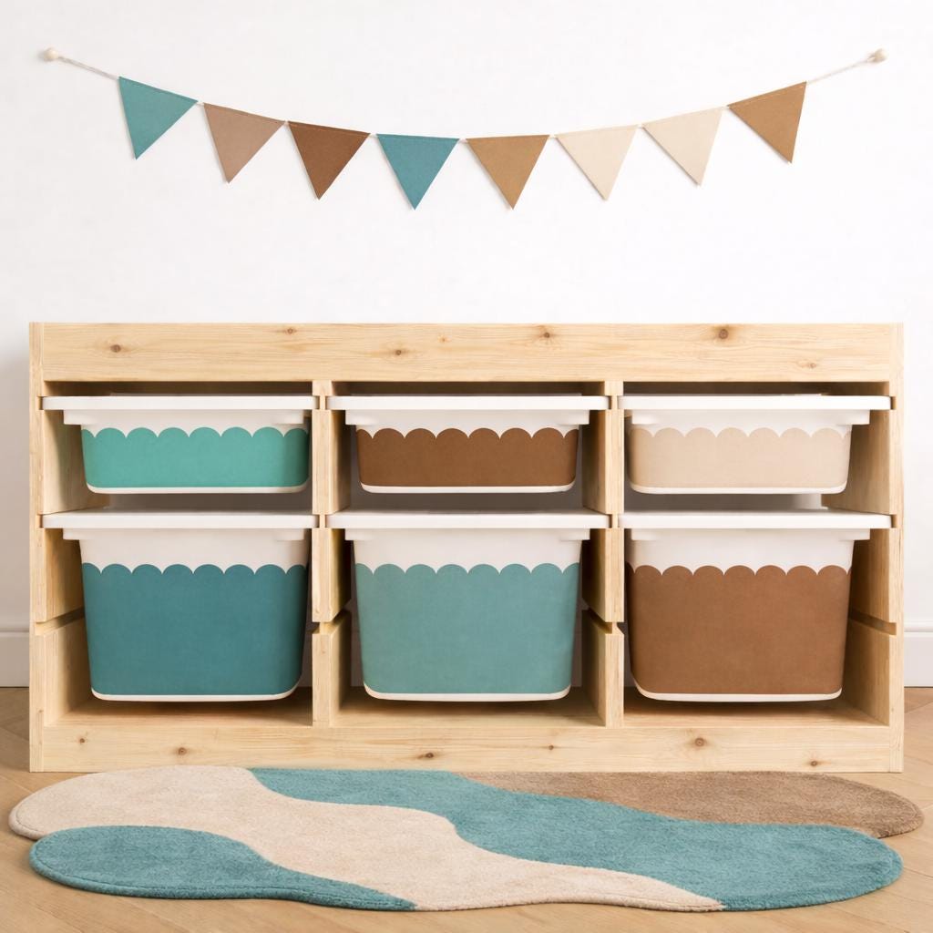 Pastell-Aufkleber TROFAST-Aufkleber IKEA TROFAST wellige Aufkleber Pastellfarben Wraps IKEA TROFAST Aufkleber mit Wellenkante braun beige blau trofast