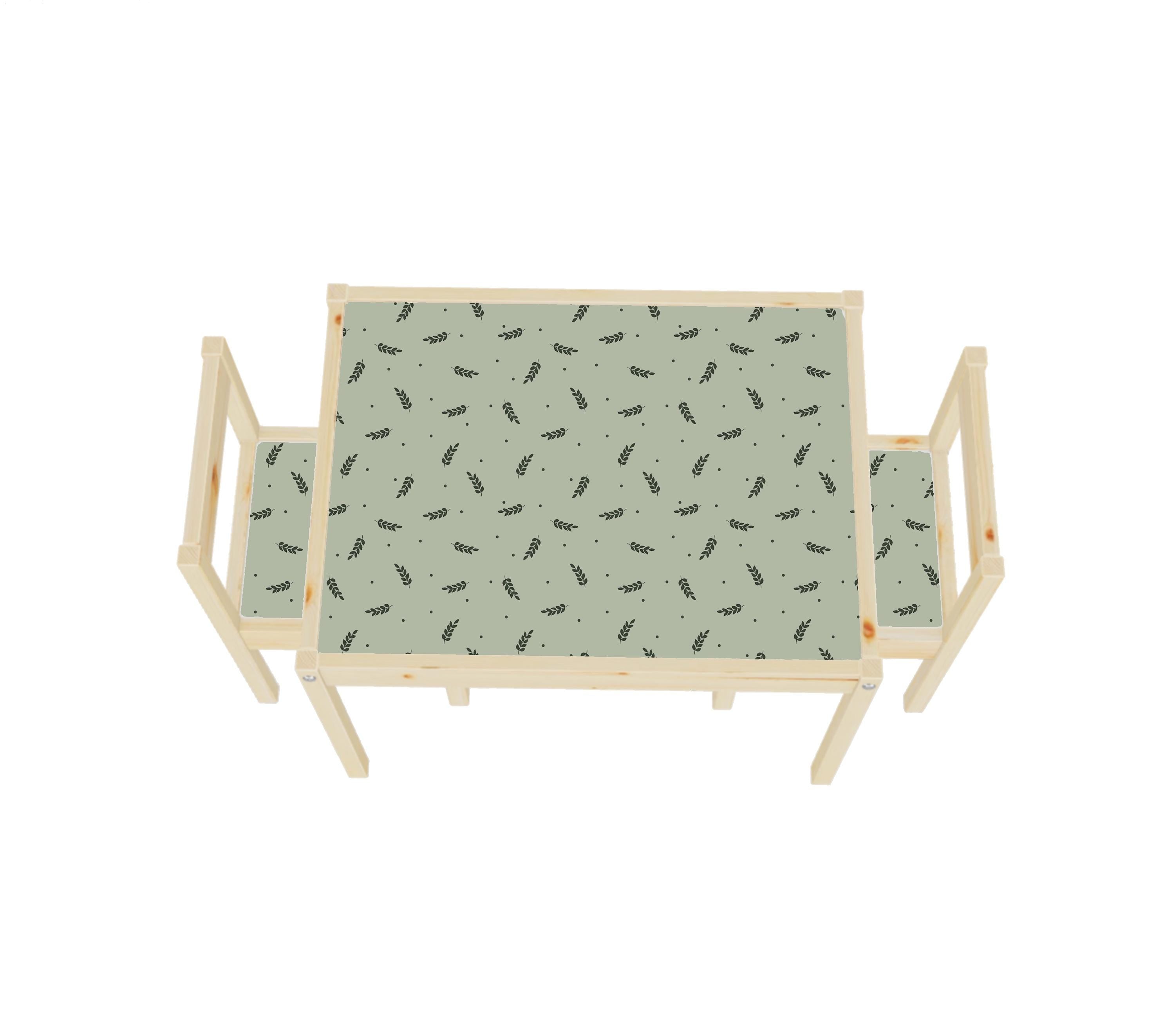 Green leaves latt table decal latt table leaf Furniture stickers for IKEA Latt table botanical decals for cute floral stickers for furniture