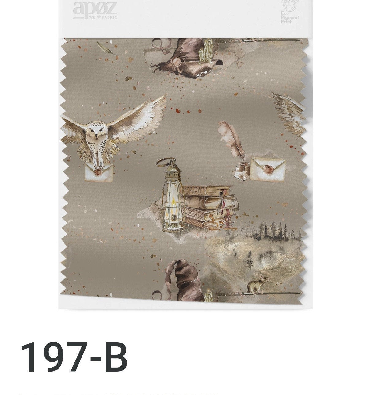 MAGIC Spell taupe Stoff Zauberschule Stoff Halloween Stoff Eulenstoff Zauberer Stoff Bettwäsche Baumwollstoff für Baby Stoff für Decke
