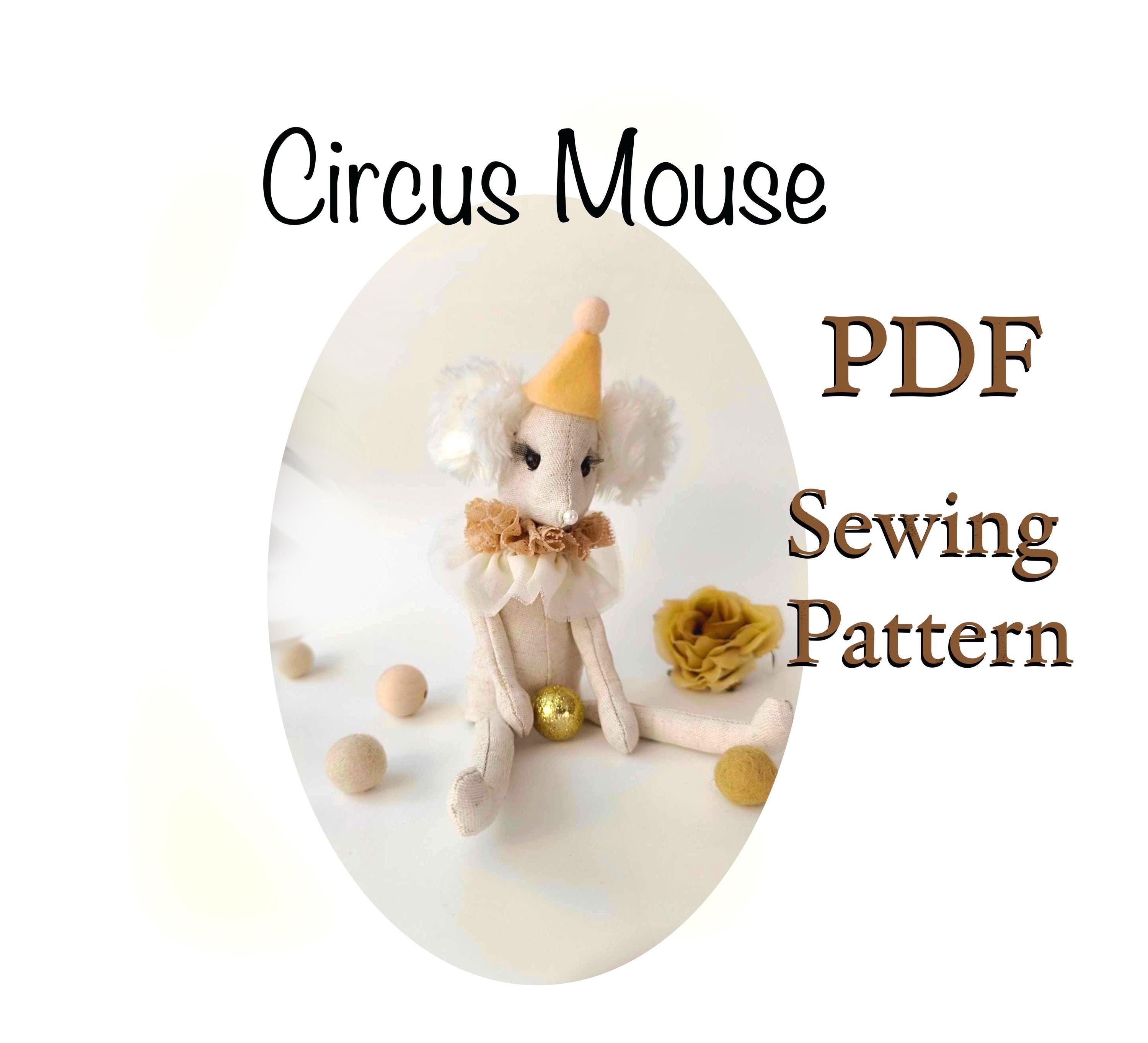 CIRCUS Maus Nähanleitung Maus Tutorial mit Fotos Maus Schnittmuster Spielzeug Schnittmuster Stoffmaus Schnittmuster einfaches Schnittmuster Maus