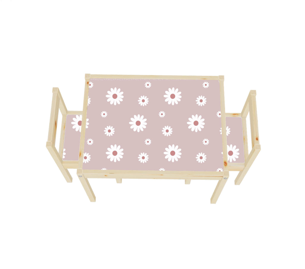 Gänseblümchen-Tischmöbelaufkleber für IKEA Latt-Tisch, Gänseblümchen-Abziehbilder für niedliche Blumenaufkleber für Möbel, Blumenaufkleber Baby Blumenmuster
