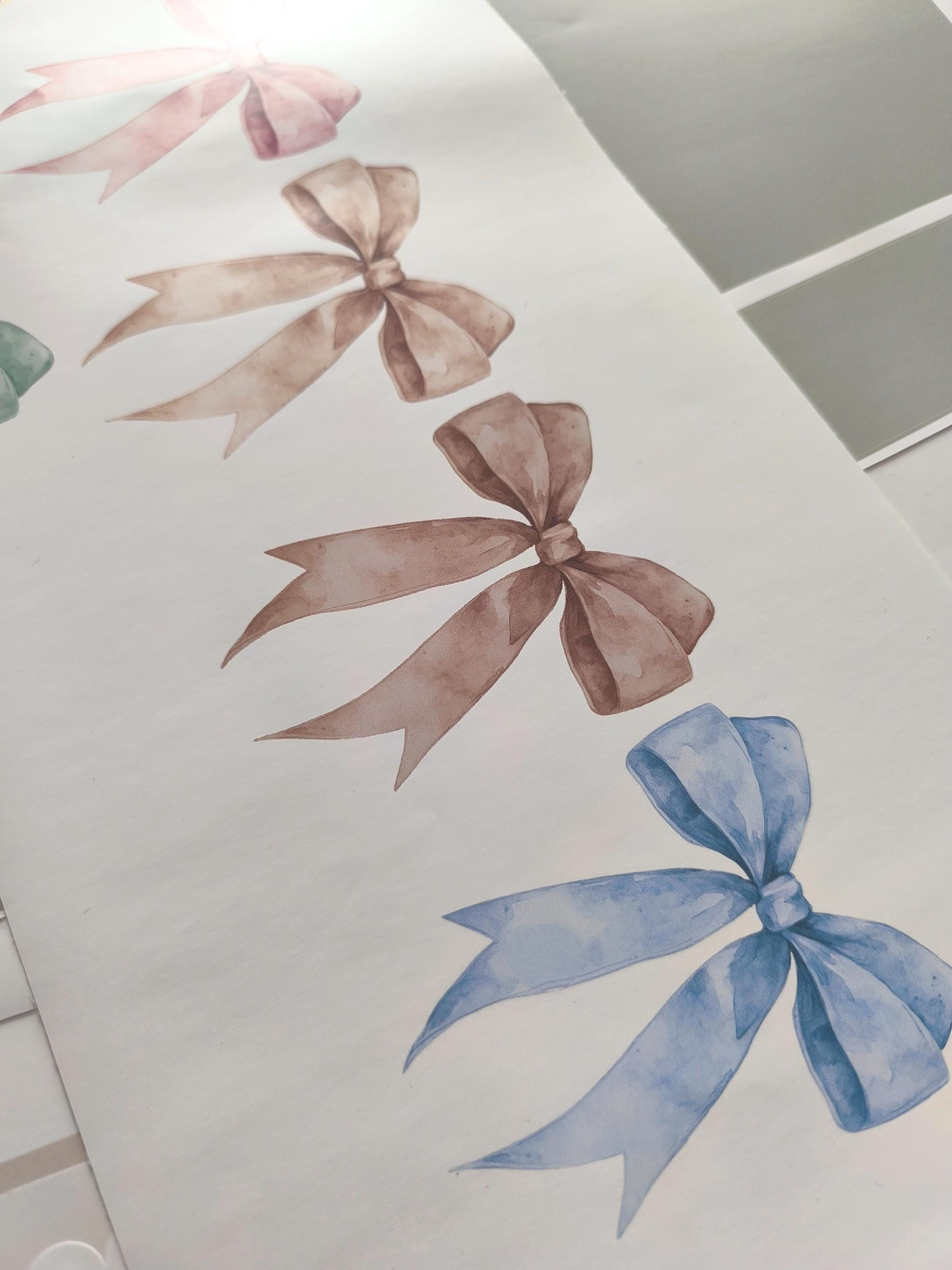 Watercolor Bows Wall Decal Pastel Bows Wall sticker Bows decal Kid room decal Bows Playroom decal bows trend decal wall removable bow shape