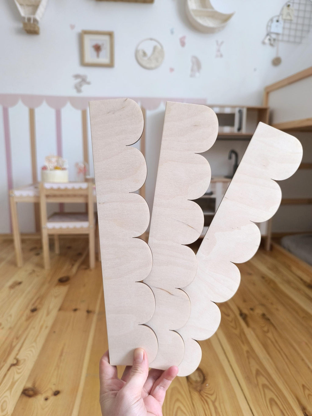 Holz-Wellenrand für Möbel DIY Wellenleiste Wellenbordüre Wellendekor gewelltes Kranzgesims Trofast Wellenregal gewellte Regale