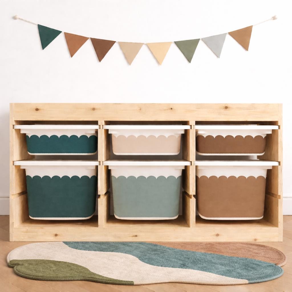Pastell-Aufkleber TROFAST Aufkleber passend für IKEA TROFAST Abziehbilder Pastellfarbene Folien für IKEA Trofast Boxen Aufkleber Teal Trofast