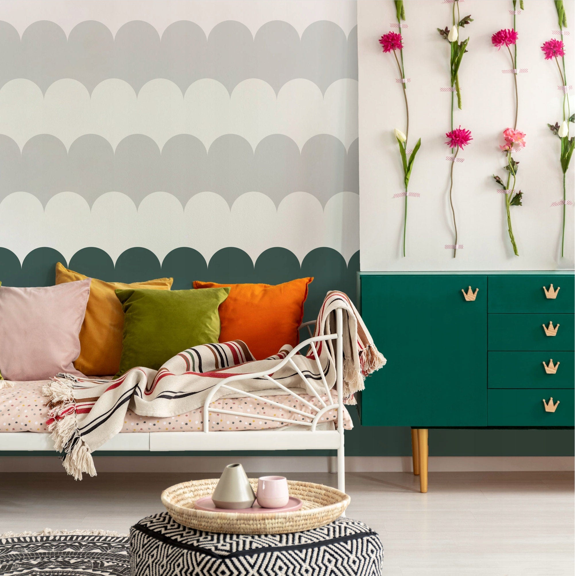 Scallop stencil for wall stencil scallop edge paint stencil for walls create scallop wall decor with scallop edge stencil removable scallop