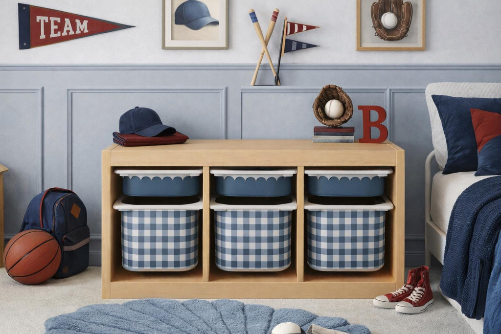 Buffalo Check Burgundy TROFAST sticker solid blue IKEA TROFAST Vinyl Wraps blue scalloped decals ikea Trofast sticker Trofast Ikea trofast