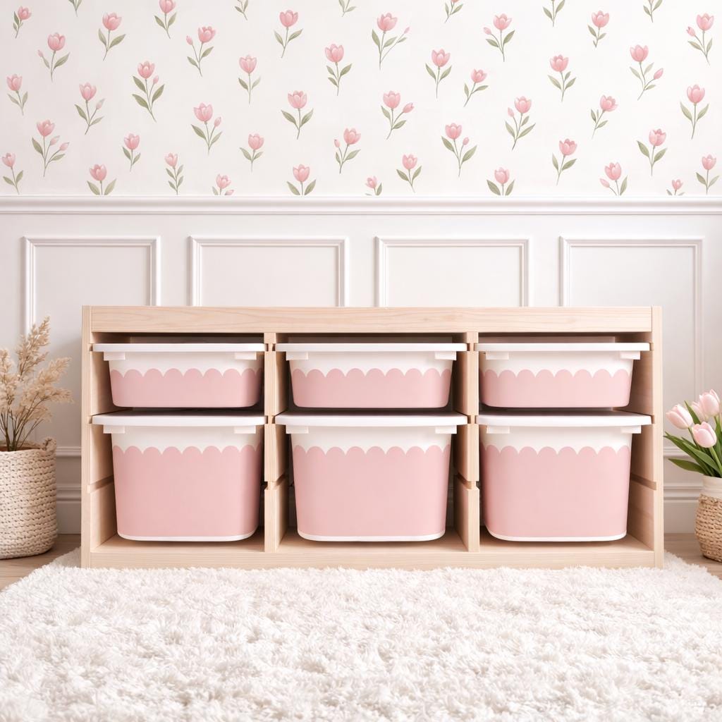 Gingham Scallop TROFAST Aufkleber Gewellte Ikea Trofast karierte Folie Ikea Trofast Aufkleber Trofast Spielzimmer Aufkleber Trofast Buffalo Check