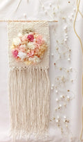 Handgewebter Wandbehang Kinderzimmer, handgemachter Wandteppich, Rosa Gelb Weberei