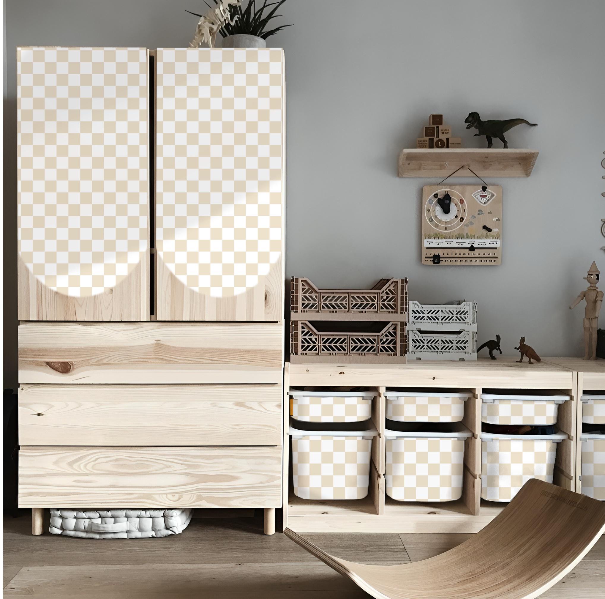 Checkers TROFAST sticker checkers IKEA TROFAST Vinyl Wraps ikea Trofast sticker Trofast playroom Decor Ikea hack Storage sticker checkers