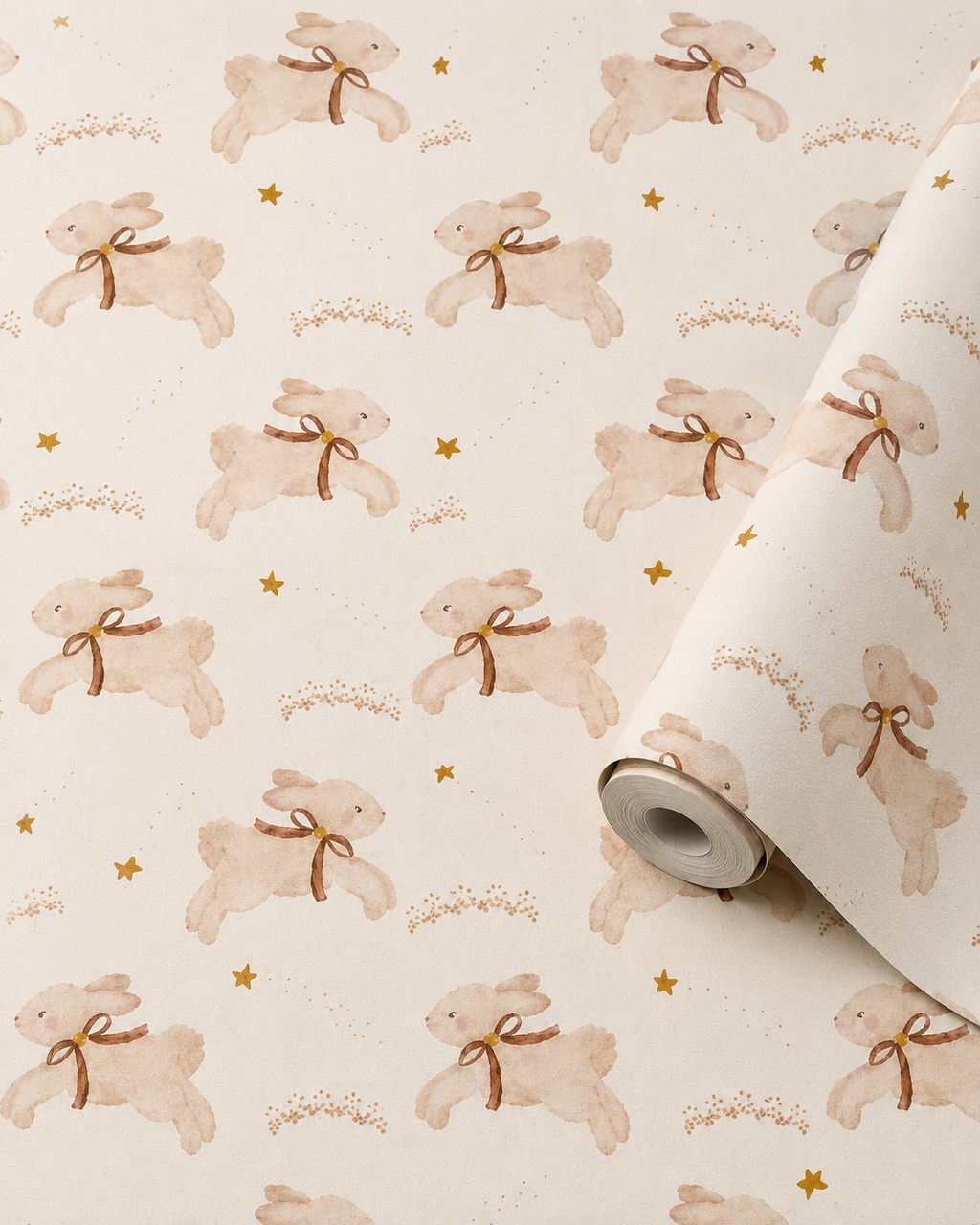 Jumping Bunny Kids Wallpaper | Boho Nursery Wallpaper | Peel and Stick | Removable Wallpaper