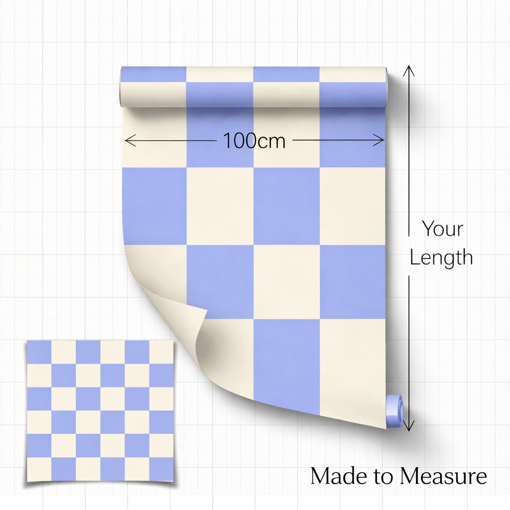 White & Blue Checkered Nursery Wallpaper Toddler Bedroom Wallpaper