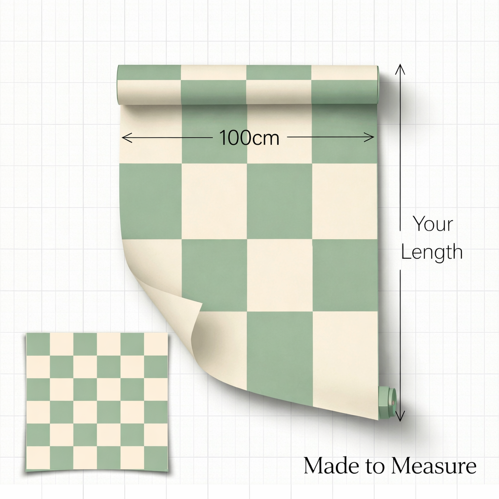 White & Green Checkered Nursery Wallpaper Toddler Bedroom Wallpaper