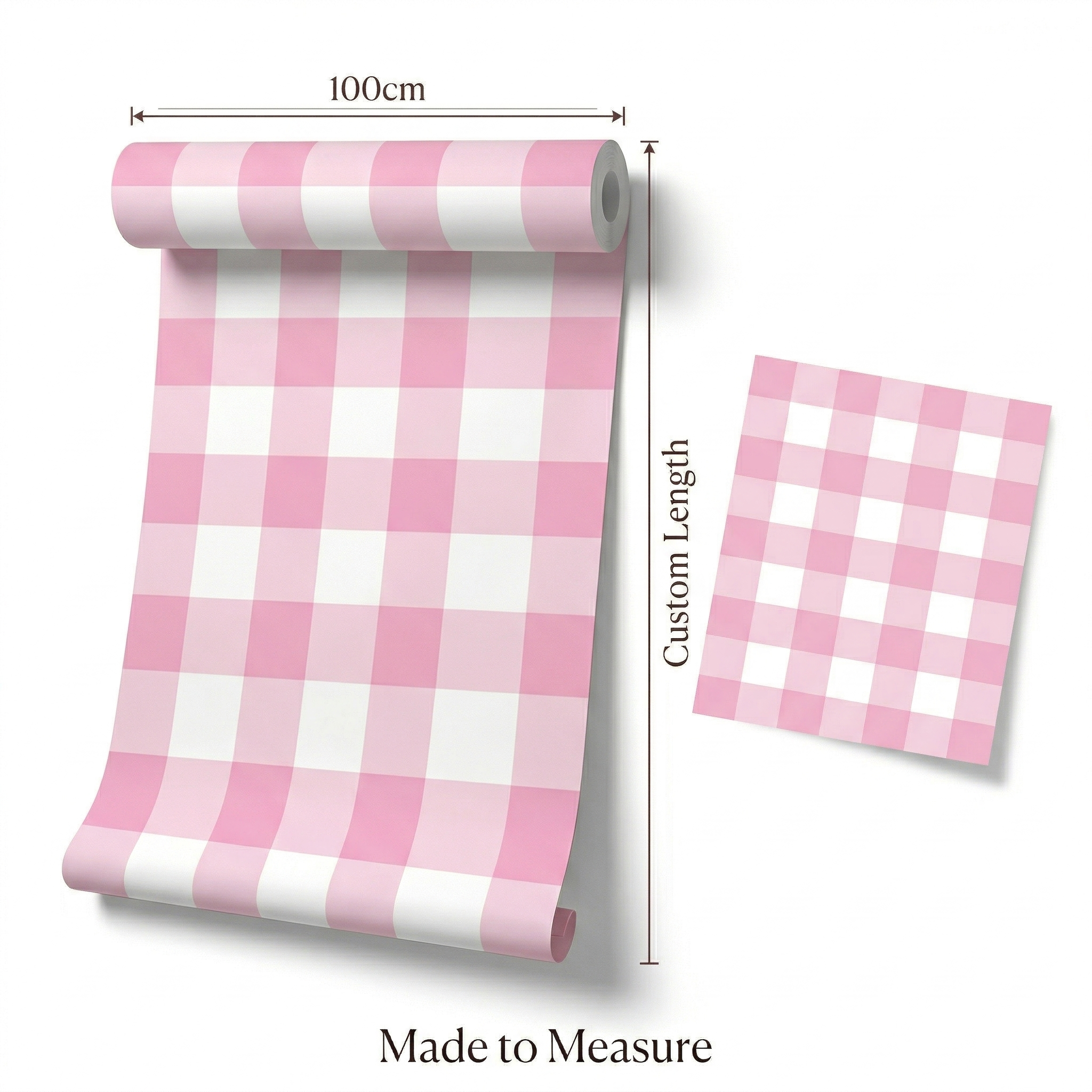 Pink & White Gingham Check Wallpaper with Scallop Border | Girls Princess Nursery Wallpaper | Coquette Kids Bedroom Feature Wall | Cottage Fairytale Half-Wall Wainscoting Decor