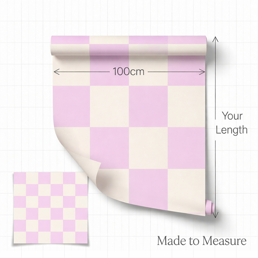 White & Pink Checkered Nursery Wallpaper Toddler Bedroom Wallpaper