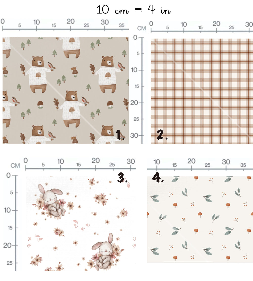 WOODLAND BEIGE Stoffpaket Mix & Match WOODLAND Taupe Baumwollstoff als Meterware Petal Quilting Cotton Mix Match Waldtier
