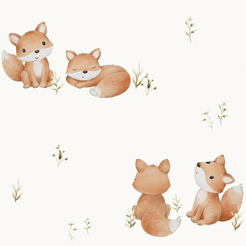 Tkanina lis FOX tkanina niemowlęca lis mama tkanina szałwiowa zielona tkanina zwierzęca niemowlęca tkanina zwierzęca do pokoju dziecięcego Mieszaj i dopasowuj tkaniny koordynujące do pikowania