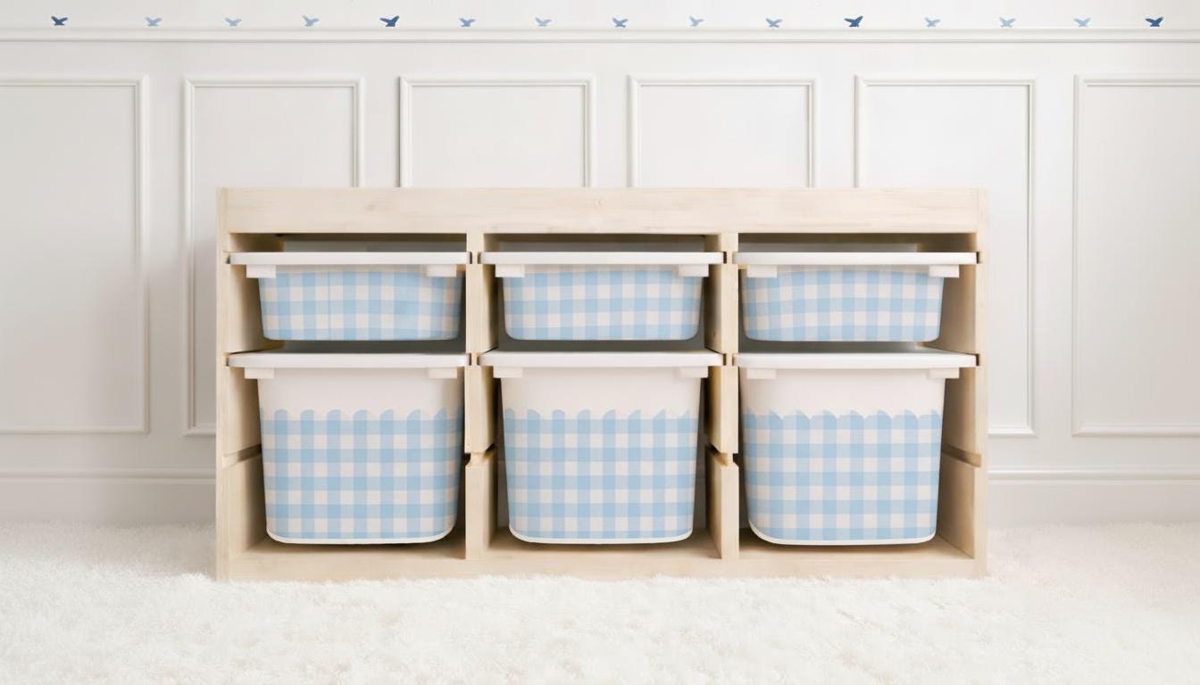 Gingham Scallop TROFAST Aufkleber Gewellte Ikea Trofast karierte Folie Ikea Trofast Aufkleber Trofast Spielzimmer Aufkleber Trofast Buffalo Check