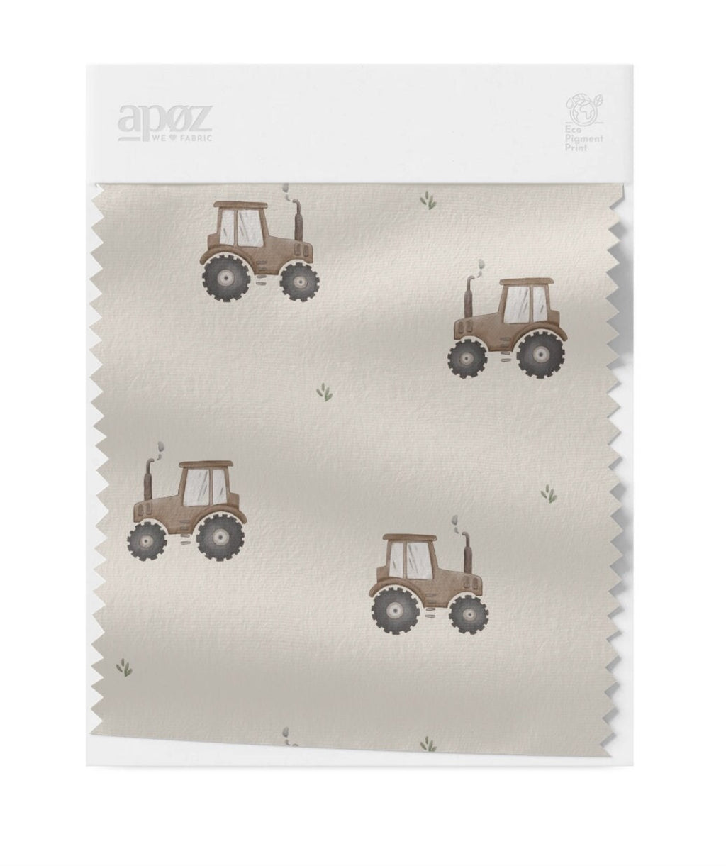 Traktor Stoff braun Baby Stoff Double Gauze Junge Kinder Stoff Bauernhof Kleidung Stoff Jungen Stoff Musselin Meterware Traktor blau