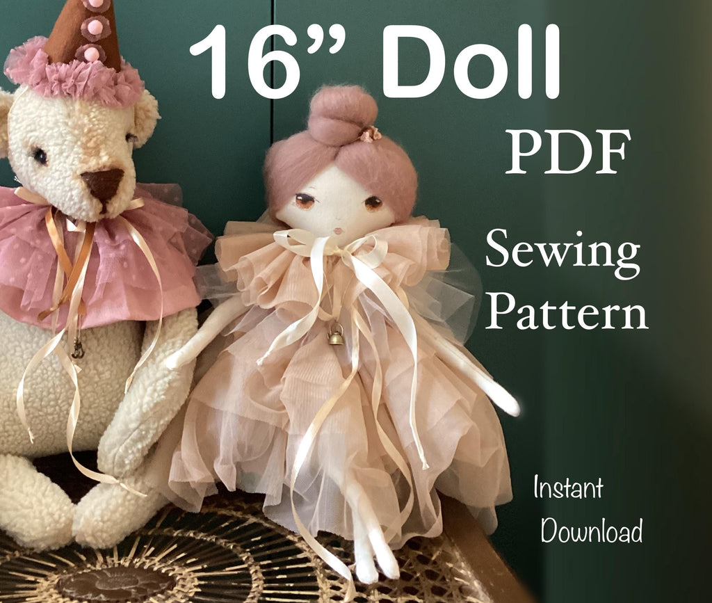 Rag Doll Schnittmuster und Anleitung PDF Handgemachte Puppenanleitung Sofort-Download Ragdoll im Kleid Schnittmuster Nähanfänger Puppe Leinenpuppe