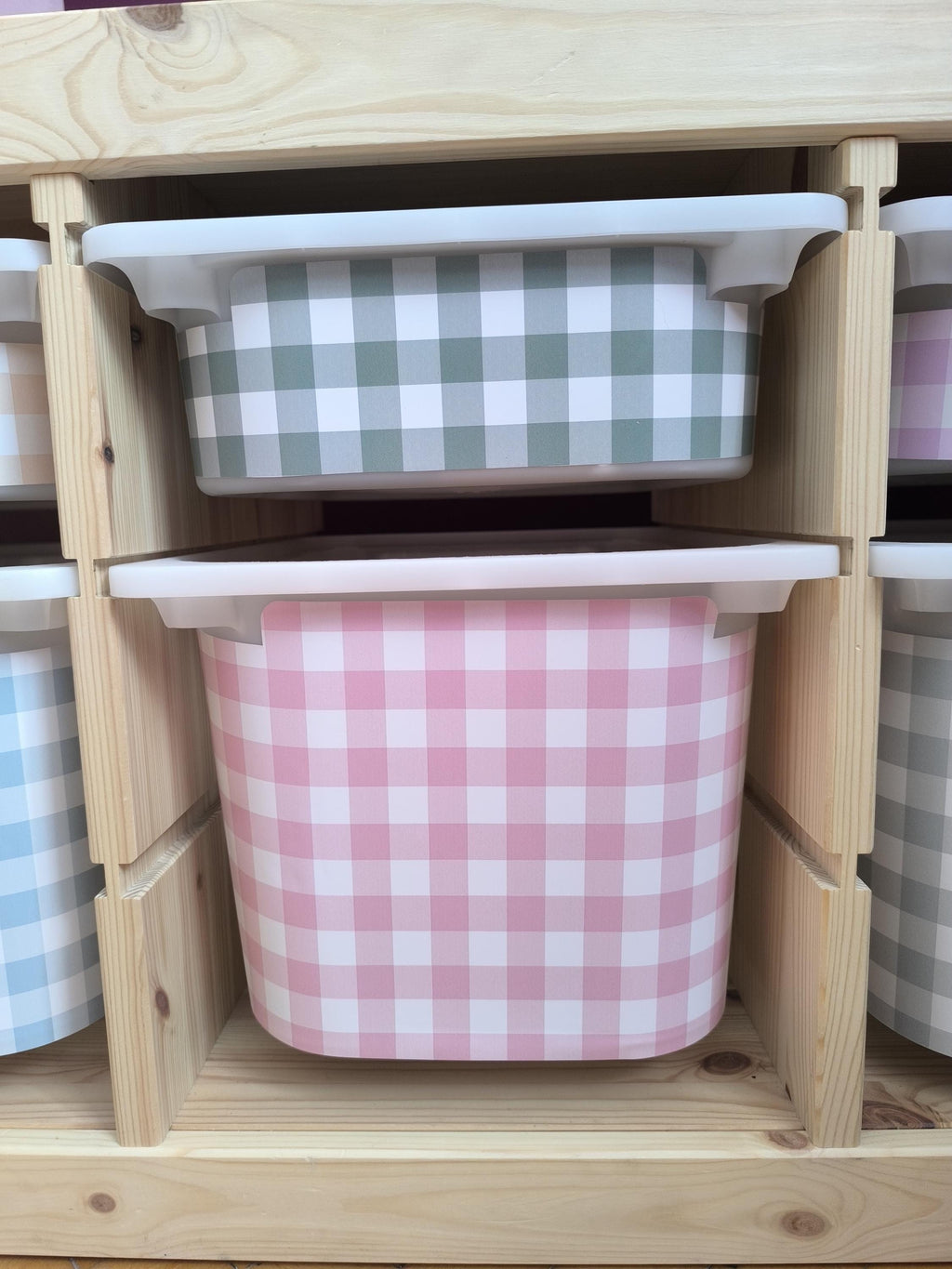 TROFAST Aufkleber Trofast Gingham Aufkleber IKEA TROFAST Vinylfolien Trofast Aufkleber Trofast Spielzimmer Pastell Karo Aufkleber Aufbewahrungsaufkleber Preppy