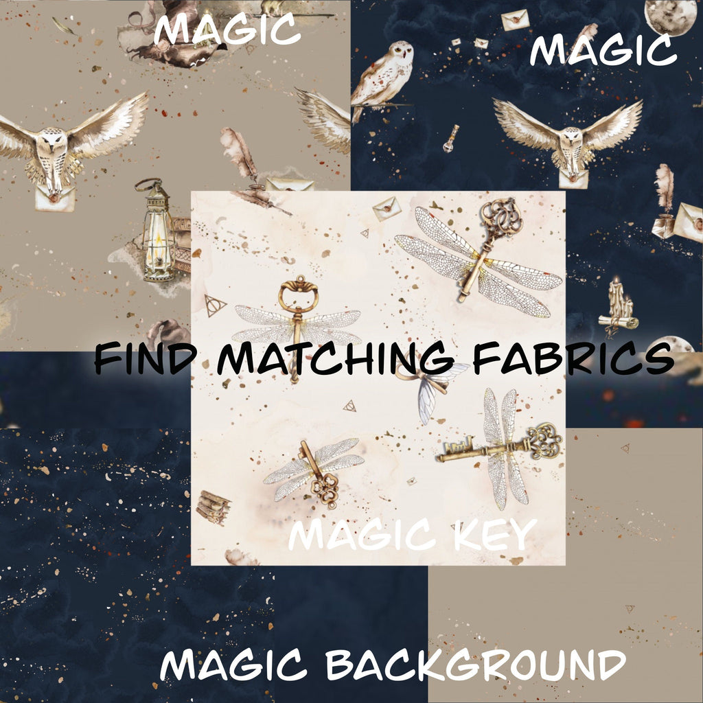 MAGIC KEY Stoff Cremefarbener Stoff Zauberschule Stoff Halloween Stoff Zauberer Stoff Bettwäsche Baumwollstoff für Babys Stoff für Decken