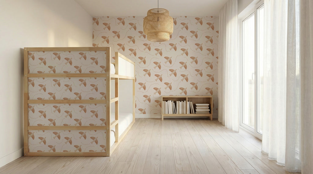 Flying Bird Kids Wallpaper | Boho Nursery Wallpaper | Peel and Stick | Removable Wallpaper