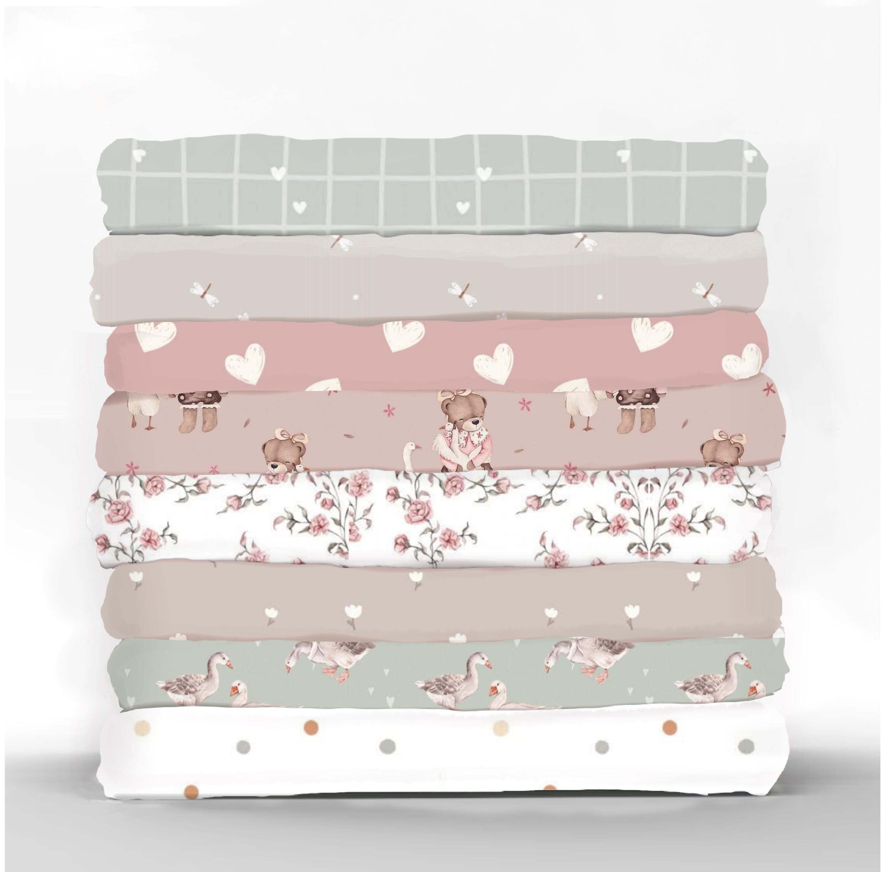 GOOSE BUNDLE passender Baumwollstoff Gänse Mix aus Fat Quarter Bundle Bauernhof beige Quilt Stoff Baumwolle neutrale Farben Brauner Stoff Babydecke